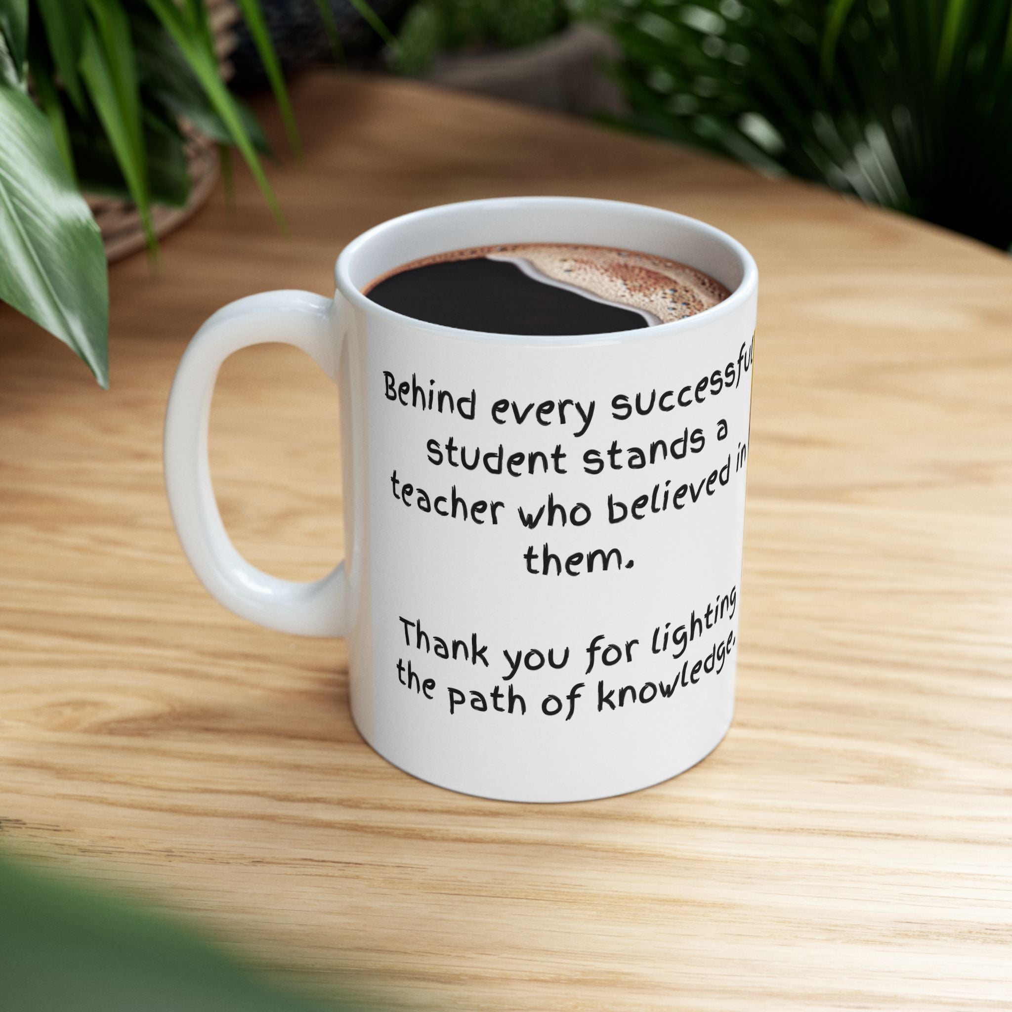 Teacher Appreciation Yellow Tulip Ceramic Mug — Inspirational Thank You Teaching Gift (11oz/15oz)
