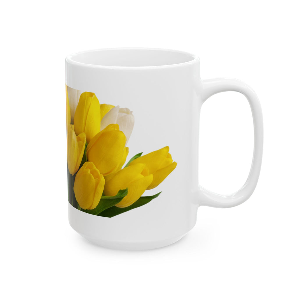 Teacher Appreciation Yellow Tulip Ceramic Mug — Inspirational Thank You Teaching Gift (11oz/15oz)