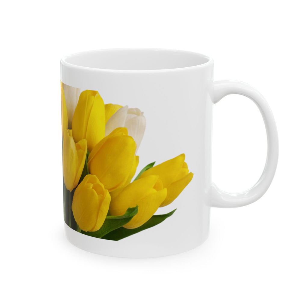 Teacher Appreciation Yellow Tulip Ceramic Mug — Inspirational Thank You Teaching Gift (11oz/15oz)